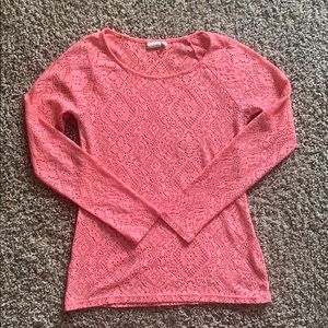🌟 Mudd Coral Lace Long Sleeve Shirt - Large